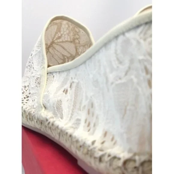 Valentino Garavani White Leather Trimmed Corded Lace Espadrilles Flats Espadrilles